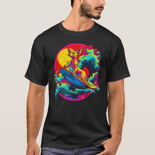 Sphynx Haarloze Kat Surf T-shirt (Voorkant)