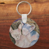 Sphynx haarloze katten Sleutelhanger "Het paar" (Voorkant)