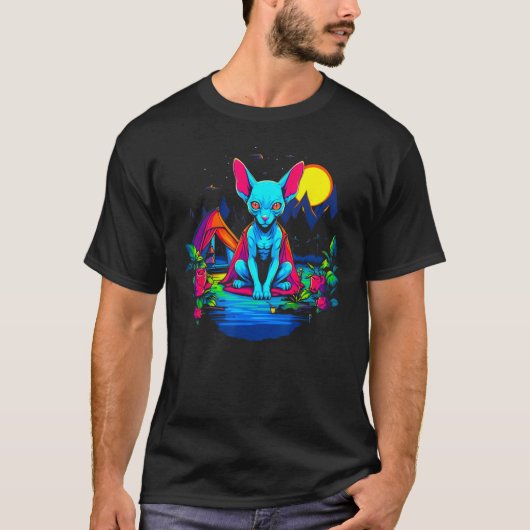Sphynx Hairless Cat Camping T-shirt (Voorkant)