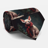 Sphynx hond in de sneeuw Kerstmis Stropdas (Opgerold)