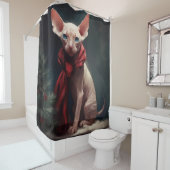 Sphynx Hond in Sneeuw Kerstmis Douchegordijn (In situ)