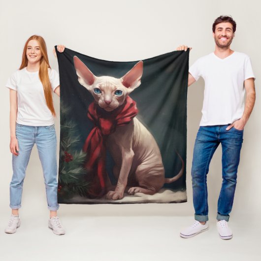 Sphynx Hond in Sneeuw Kerstmis Fleece Deken (In situ)