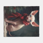 Sphynx Hond in Sneeuw Kerstmis Fleece Deken (Voorkant (Horizontaal))