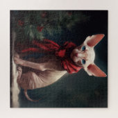 Sphynx Hond in Sneeuw Kerstmis Legpuzzel (Horizontaal)