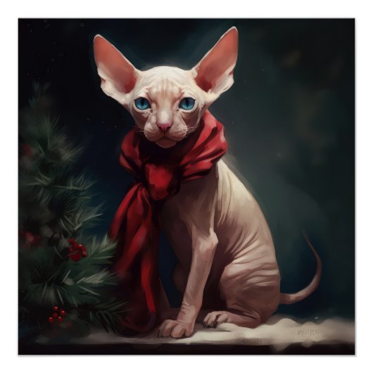Sphynx Hond in Sneeuw Kerstmis Perfect Poster (Voorkant)