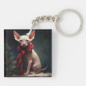 Sphynx Hond in Sneeuw Kerstmis Sleutelhanger (Achterkant)