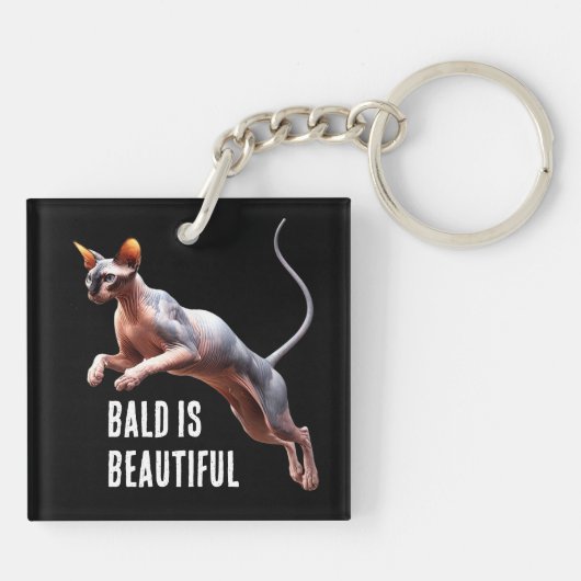 Sphynx kaal is mooi sleutelhanger (Achterkant)