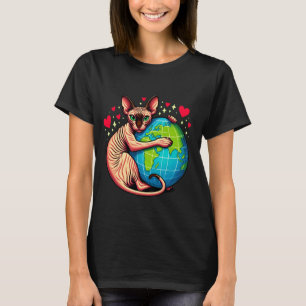 Sphynx Kat Aardedag Knuffel Liefde Eigenaar Planee T-shirt