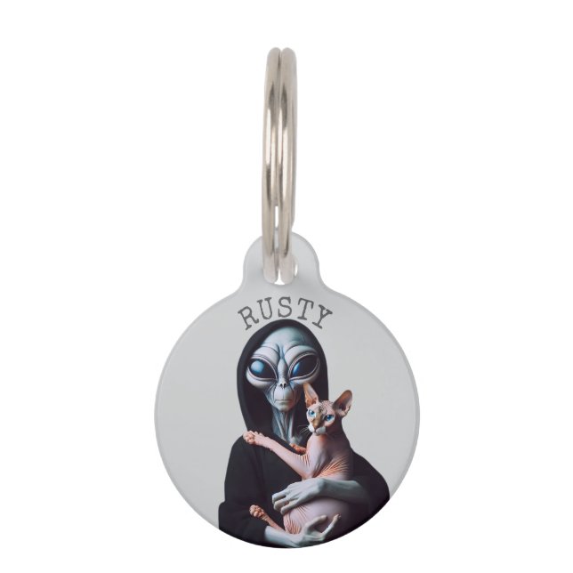 Sphynx Kat Alien Grappig  Huisdierpenning (Voorkant)