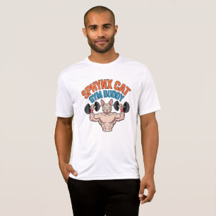 Sphynx Kat Gym Buddy Spierbundel Cartoon Kunst T-shirt