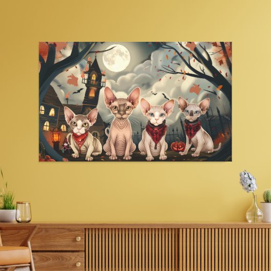 Sphynx Kat Halloween Spoken Canvas Afdruk (Insitu (Woonkamer))
