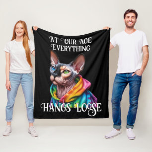 Sphynx kat hangt los retro verjaardag fleece deken