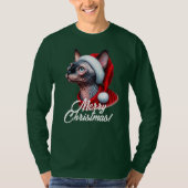 Sphynx Kat in Santa Hat Kerstmis T-shirt (Voorkant)