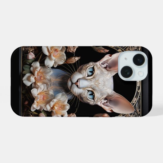 Sphynx-kat iPhone 15 Hoesje (Achterkant horizontaal)