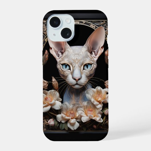 Sphynx-kat iPhone 15 Hoesje (Achterkant)