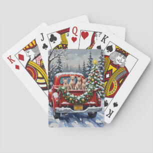 Sphynx Kat Kerstmis Rode Truck Vakantie Pokerkaarten