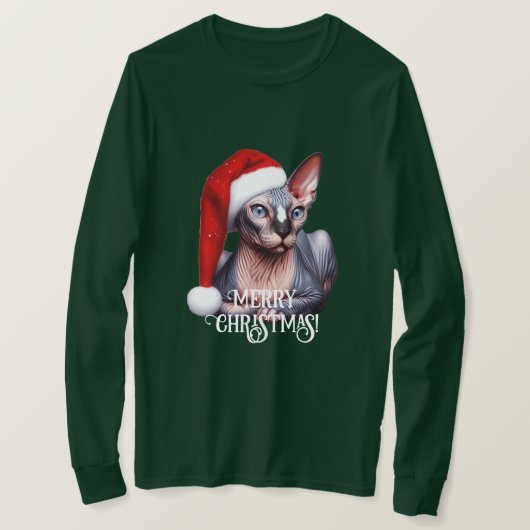 Sphynx Kat Kerstmis T-shirt (Design voorkant)