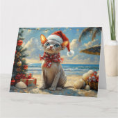 Sphynx kat Kerstmis Vintage Strand Kaart (Voorkant)