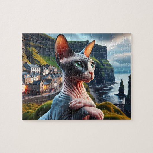 Sphynx kat kunst Kliffen van Moher Ierland Mooie Legpuzzel (Horizontaal)