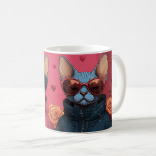 Sphynx Kat met Hart Rozen Valentijnsdag Koffiemok