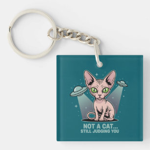 Sphynx-kat UFO-alien-humor-kunst beoordelen Sleutelhanger