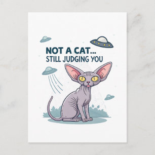 Sphynx kat UFO sarcastische cartoon kunst Briefkaart