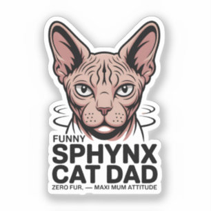 Sphynx Kat Vader Grappige Vector Kunst Sticker