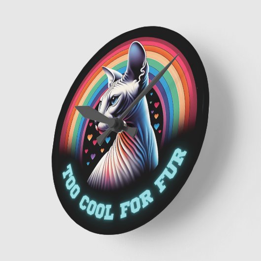 Sphynx kattenmuurklok te koel grappige uitdrukking ronde klok (Hoek)