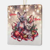 Sphynx Kittens Kerstmis Keramisch Ornament (Links)