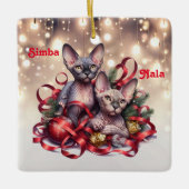 Sphynx Kittens Kerstmis Keramisch Ornament (Voorkant)