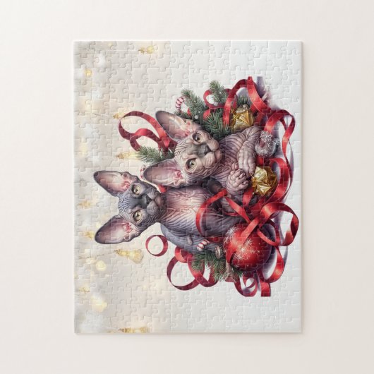 Sphynx Kittens Kerstmis Legpuzzel (Verticaal)