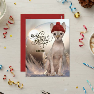 Sphynx Kitty Red Casquette Carte postale Anniversa