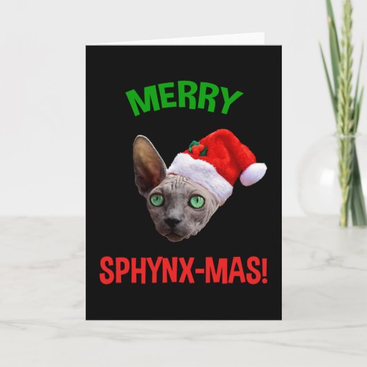 Sphynx-Mas Funny Kerstmis Sphynx Cat Lover Feestdagen Kaart (Voorkant)