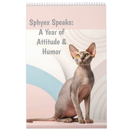 Sphynx Speaks: Editable Monthly Cat Humor Art Kalender (Hoes)