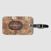 Spice Copper Roos | Rustiek bloemenmonogram Bagagelabel (Voorkant (horizontaal))