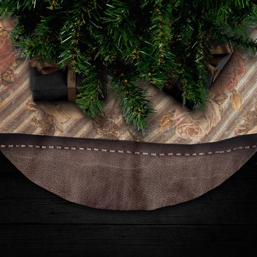  Spice Copper Roos | Rustiek kunstleer Kerstboom Rok