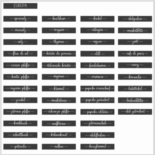 Spice Jar Labels (Voorkant)