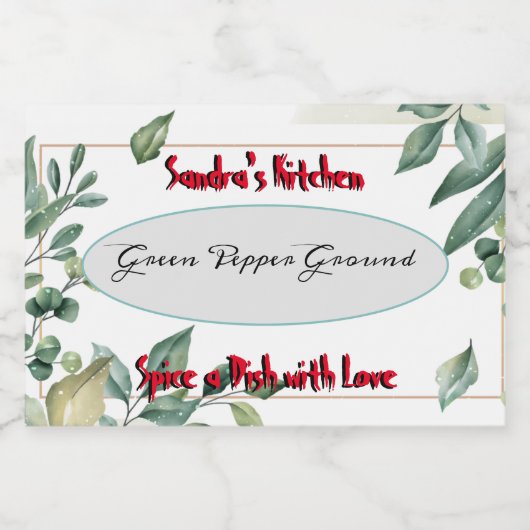 Spice Label voor Jar Flowers & Kruiden Voedselcontainer Etiket (Enkel label)
