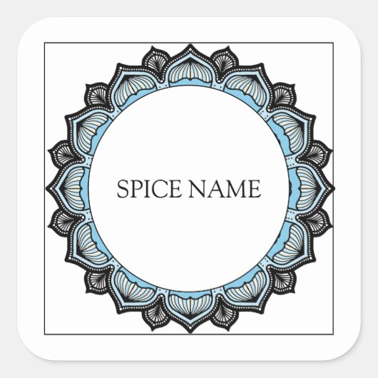 Spice Naam Decoratieve Bloemenrand Spice Jar Label (Voorkant)