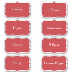 Spice Rack Waterdichte Elegante Rode Pantry Labels