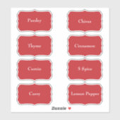 Spice Rack Waterdichte Elegante Rode Pantry Labels (Vel)