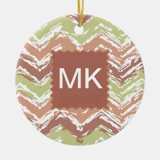 Spice Scribble Chevron ZigZag Keramisch Ornament (Voorkant)