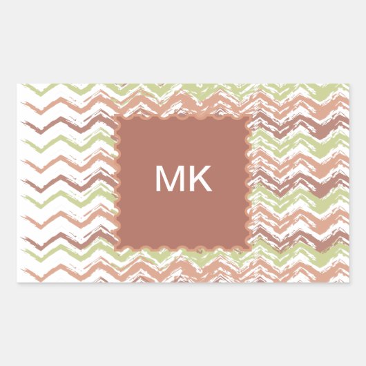 Spice Scribble Chevron ZigZag Rechthoekige Sticker (Voorkant)