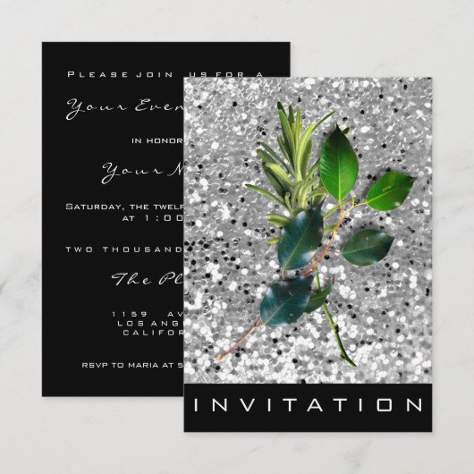 Spices Italiaanse Chef Dinner House Silver Glitter Kaart (Voorkant / Achterkant)