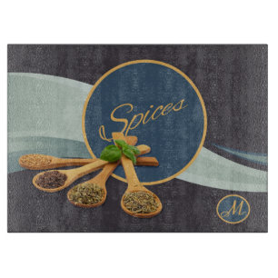 Spices Wooden Stirring Spoon met specerijenmonogra Snijplank