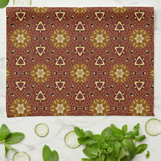 Spicy Brown Yellow Masala Pattern Theedoek (Gevouwen)