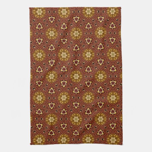 Spicy Brown Yellow Masala Pattern Theedoek (Verticaal)