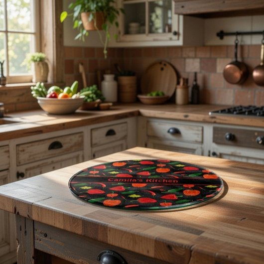 Spicy Chili Pepper Pattern Personalized Glass Snijplank