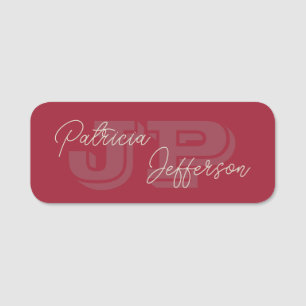 Spicy Dark Red handgeschreven kalligrafie Monogram Naamplaatje