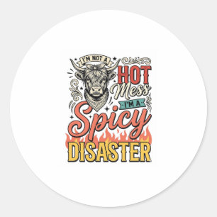 Spicy Disaster Highland Koe Vintage Western T-shir Ronde Sticker
